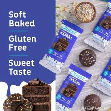 Quest Nutrition Frosted Cookies Twin Pack, Chocolate Cake, 1g Sugar, 11g Protein, 2g Net Carbs, Gluten Free, 16 Cookies
