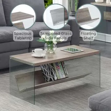 Shop the SoHo Coffee Table with Stylish Glass Shelf