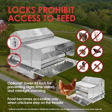 RentACoop Automatic Metal Treadle Feeder for Poultry