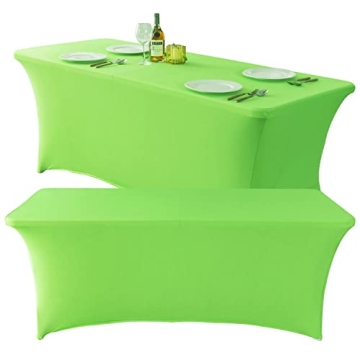 Mingyit 2 Pack Spandex Table Cover Fitted Rectangular Tablecloth Stretchable Fabric Tablecloth for P...