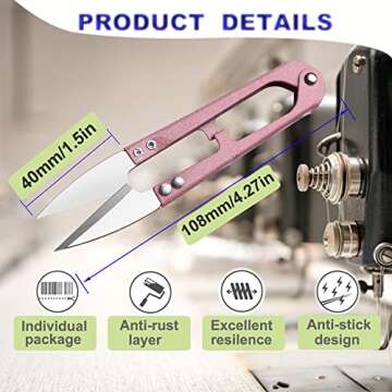 3pcs Sewing Scissors,4.27in Multi-Color Sharp Yarn Snips,Portable Mini Thread Cutters,Sewing Snips T...