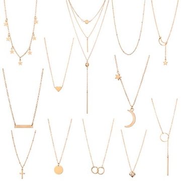 12Pcs Layered Choker Necklace Set for Women - Gold Style
