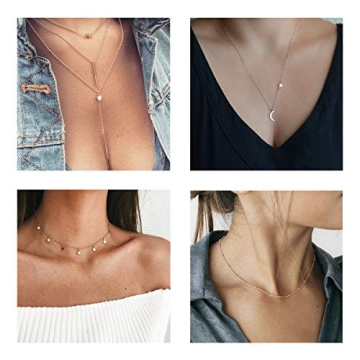 12Pcs Layered Choker Necklace Set for Women - Gold Style