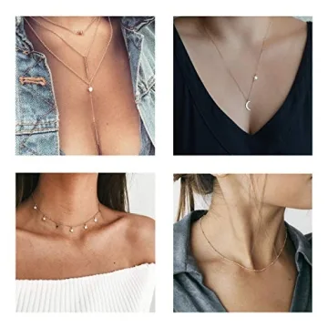 12Pcs Layered Choker Necklace Set for Women - Gold Style