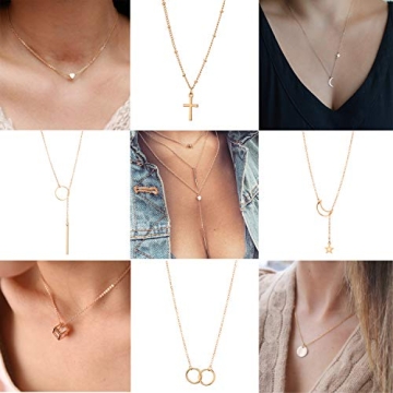 12Pcs Layered Choker Necklace Set for Women - Gold Style