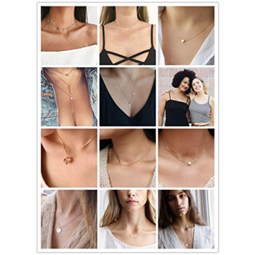 12Pcs Layered Choker Necklace Set for Women - Gold Style