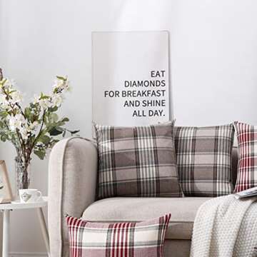 CARRIE HOME Brown Farmhouse Plaid Pillow Covers Set