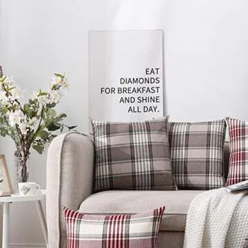 CARRIE HOME Brown Farmhouse Plaid Pillow Covers Set
