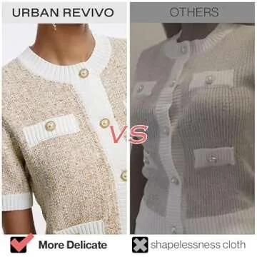 URBAN REVIVO Women's Cardigans Crew Neck Fashion Pearl Button Down Short Sleeve Knit Open Front Outerwear Tops Multicolor, XX-Large