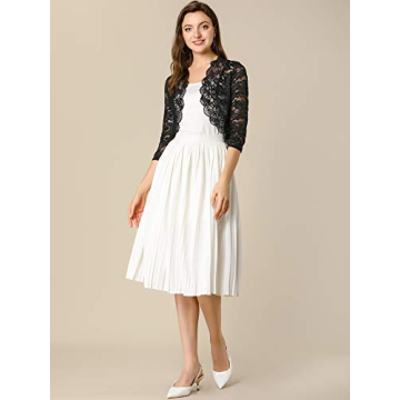 Allegra K Women's Elegant Sheer Floral Lace Shrug Top