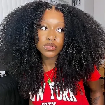 ISEE Wear and Go Glueless Wig | Afro Kinky Curly Lace Front Wigs 18 Inch