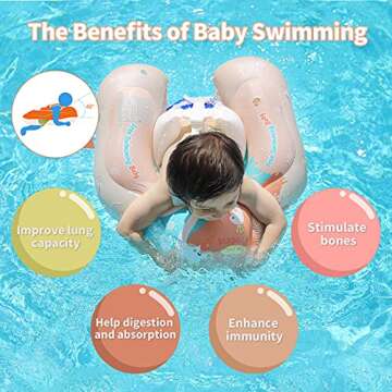 Free Swimming Baby Inflatable Baby Swim Float with Sun Canopy Size Improved Infant Pool Floaties Swi...