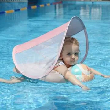 Free Inflatable Baby Swim Float with Canopy - Safe & Fun