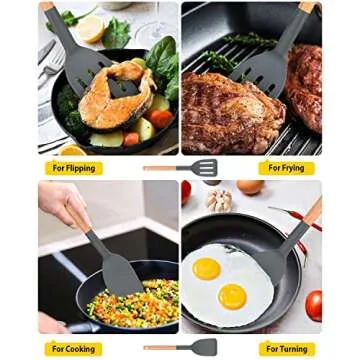 Durable Silicone Spatula Set with Wooden Handle