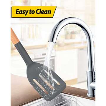 Durable Silicone Spatula Set with Wooden Handle