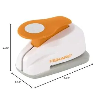 Fiskars Crafts Lever Punch Circle, Small (124830-1002), White,orange
