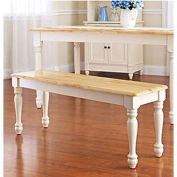 Stylish White Dining Room Set for 6 with Bench