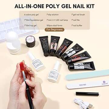 SAVILAND Poly Gel Nail Kit Starter Kit: 6 Colors with UV Light for Beginners