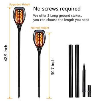 Aityvert Upgraded Solar Torch Lights 43 inches Flickering Dancing Flames Waterproof Outdoor Landscap...