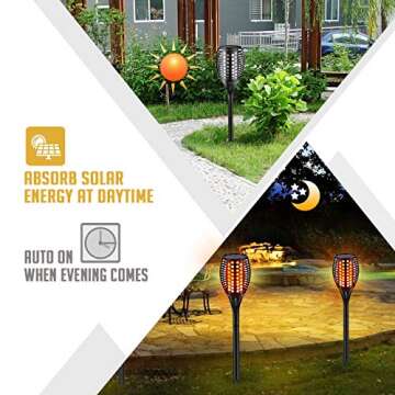 Aityvert Upgraded Solar Torch Lights 43 inches Flickering Dancing Flames Waterproof Outdoor Landscape Decorations Lighting Dusk to Dawn Auto On/Off Solar Lights for Halloween Christmas 2-Pack