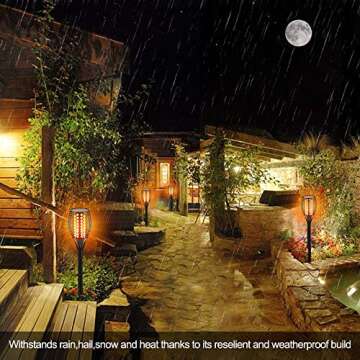 Aityvert Upgraded Solar Torch Lights 43 inches Flickering Dancing Flames Waterproof Outdoor Landscape Decorations Lighting Dusk to Dawn Auto On/Off Solar Lights for Halloween Christmas 2-Pack