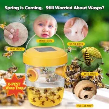 2025 Upgrade Solar Wasp Traps Outdoor Hanging - 4 Pack