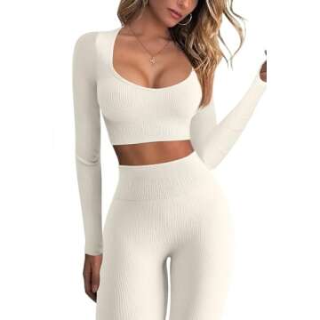 OQQ Women's Stylish 2 Piece Workout Set for Fitness