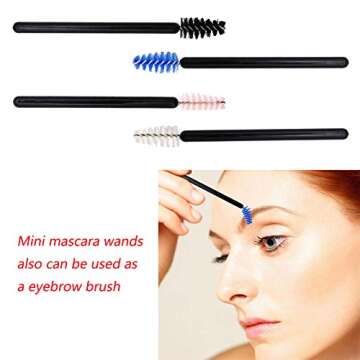 400 Pack Mascara Wands Mini Disposable Eyelash Brushes for Extensions Eye Lash Wand Brow Brush Makeup Tool Bulk, 8 Colors