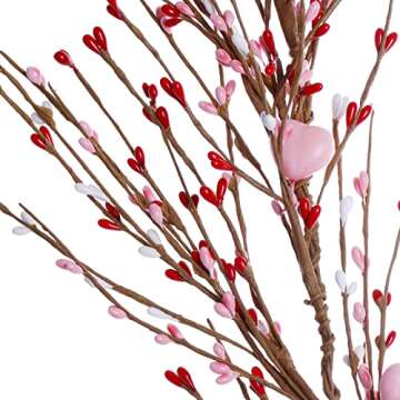 J'FLORU Pink Heart Decorations 4.5FT Pink Garland Heart Garlands with Pink Berries for Wedding Anniversary Party Candlelight Dinner Decor