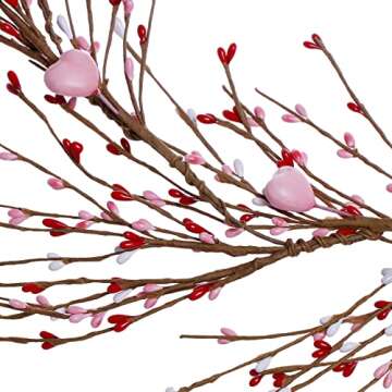 J'FLORU Pink Heart Decorations 4.5FT Pink Garland Heart Garlands with Pink Berries for Wedding Anniversary Party Candlelight Dinner Decor