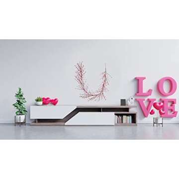 J'FLORU Pink Heart Decorations 4.5FT Pink Garland Heart Garlands with Pink Berries for Wedding Anniversary Party Candlelight Dinner Decor