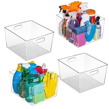 XL 4 Pack Clear Plastic Storage Bins – Kitchen, Fridge & Pantry Organizers