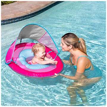 SwimWays Baby Spring Float Sun Canopy, Pink Mermaid Unicorn
