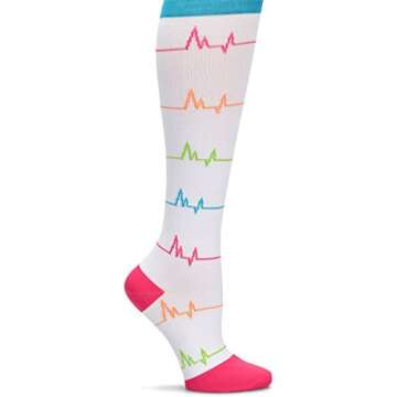 Nurse Mates Calf Socks | 12-14 mmHg Compression | Superior Support & Comfort | 1 Pair | EKG White