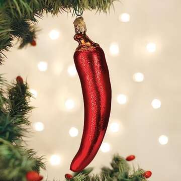 Old World Christmas Red Chili Pepper Glass Blown Ornament for Christmas Tree