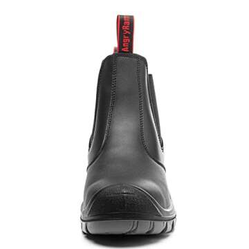 ANGRYRAM Steel Toe Slip on Work Boots for Men Waterproof Chelsea Industrial & Construction Shoes, Lightweight Comfortable Slip Resistant Safety boots