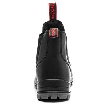 ANGRYRAM Steel Toe Slip on Work Boots for Men Waterproof Chelsea Industrial & Construction Shoes, Lightweight Comfortable Slip Resistant Safety boots