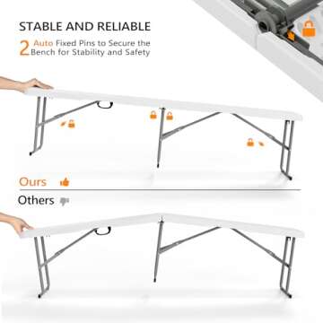 VINGLI 6 Feet Folding Bench - Portable for Indoor/Outdoor Use