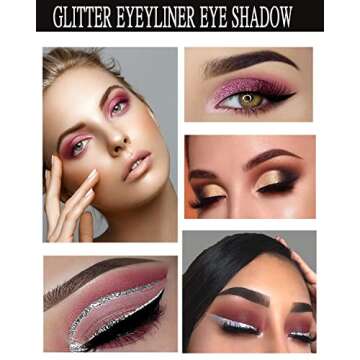 Lucoss Glitter Liquid Eyeliner Eye Shadow Makeup Kit Long Lasting Waterproof Sparkling Eyeshadow Metallic Eyeliner Liquid Eye Glitter Makeup