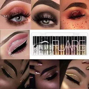 Lucoss Glitter Liquid Eyeliner Eye Shadow Makeup Kit Long Lasting Waterproof Sparkling Eyeshadow Metallic Eyeliner Liquid Eye Glitter Makeup