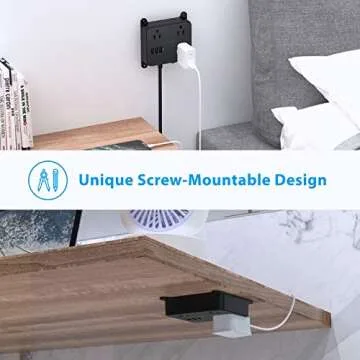 Power Strip with USB Ports - TROND 4.5 FT Extension Cord with 3 Outlets Desktop Charging Station, Non Surge Protector, Wall Mount for Dorm Home Office, ETL Listed Black