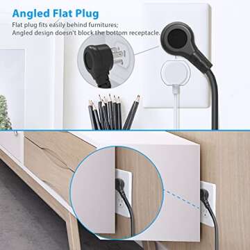 Power Strip with USB Ports - TROND 4.5 FT Extension Cord with 3 Outlets Desktop Charging Station, Non Surge Protector, Wall Mount for Dorm Home Office, ETL Listed Black