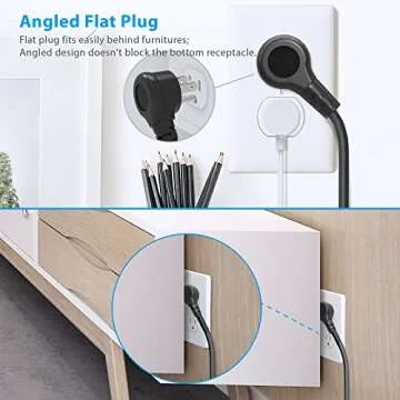 Power Strip with USB Ports - TROND 4.5 FT Extension Cord with 3 Outlets Desktop Charging Station, Non Surge Protector, Wall Mount for Dorm Home Office, ETL Listed Black