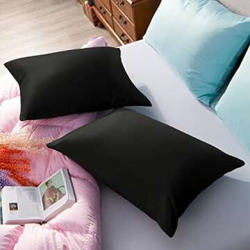 NTBAY Zippered Satin Pillow Cases for Hair and Skin, Luxury King Hidden Zipper Pillowcases Set of 2, 20x36 Inches, Black