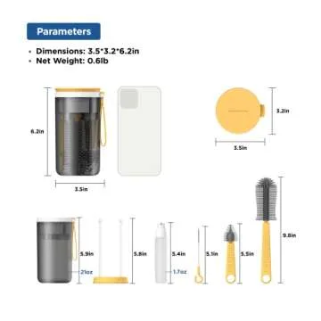 TechoEcho Travel Baby Bottle Brush Set for Clean Bottles