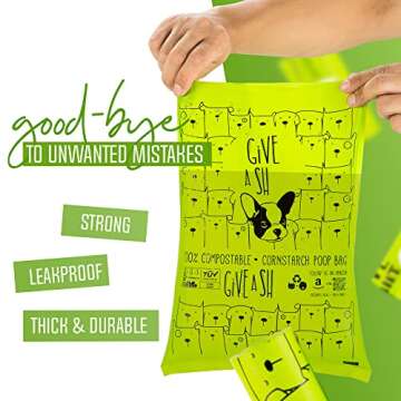 100% Certified Home Compostable Dog Poop Bags - 10% to Charity - ASTM D6400 & EN 13432 Compliant - 120 x Plant Based Compostable Poop Bags (8 Rolls)