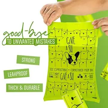 100% Certified Home Compostable Dog Poop Bags - 10% to Charity - ASTM D6400 & EN 13432 Compliant - 120 x Plant Based Compostable Poop Bags (8 Rolls)