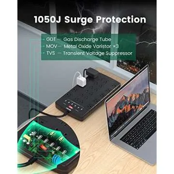 SUPERDANNY 28-in-1 Power Strip with 22 Outlets & USB Ports