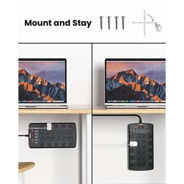 SUPERDANNY 28-in-1 Power Strip with 22 Outlets & USB Ports