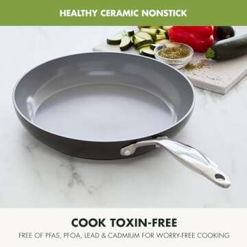 GreenPan Valencia Pro 12" Skillet, PFOA and PFAS-Free, Healthy Ceramic Nonstick: Hard Anodized Pan f...